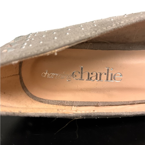 Charming Charlie Nude stiletto silver studded platform heels sz 7.5 - Picture 6 of 8